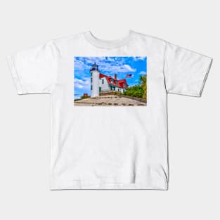 “Breezy Day at Point Betsie Lighthouse” Kids T-Shirt